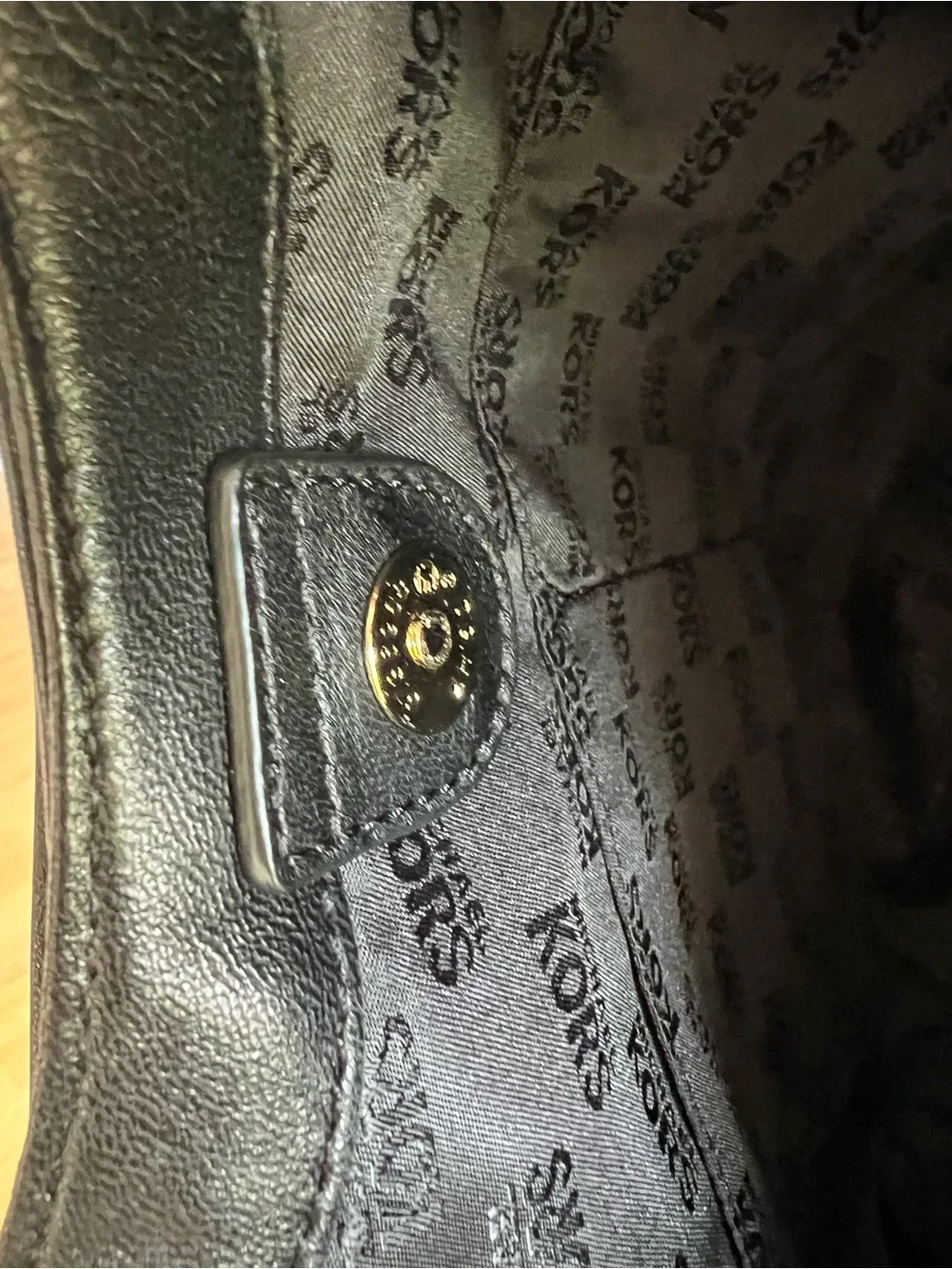 Michael Kors Black Leather Shoulder Tote with Gold Chain Handles